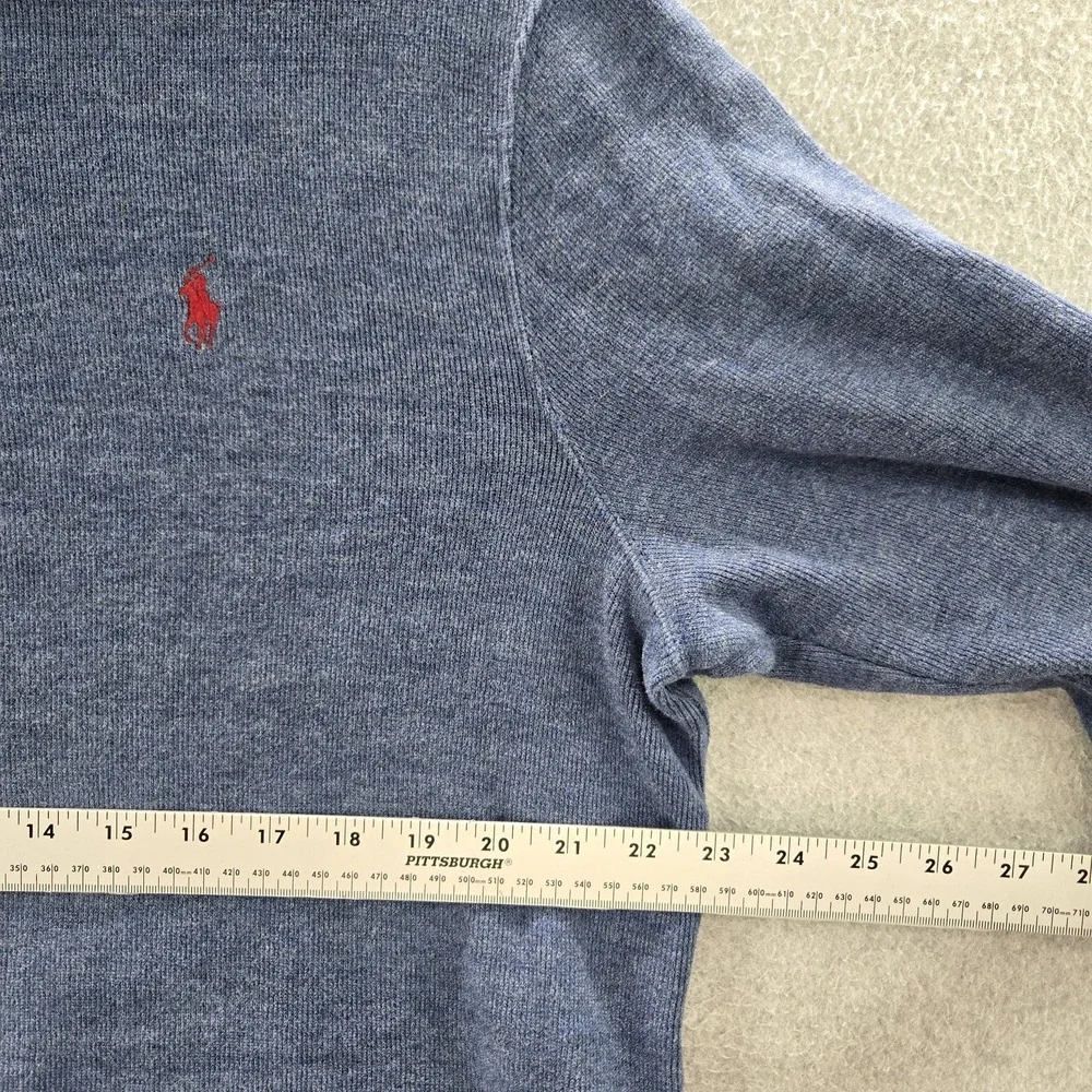 Polo Ralph Lauren Men Sweatshirt L Blue Player Embroidery Zipper Long‎ Sleeve